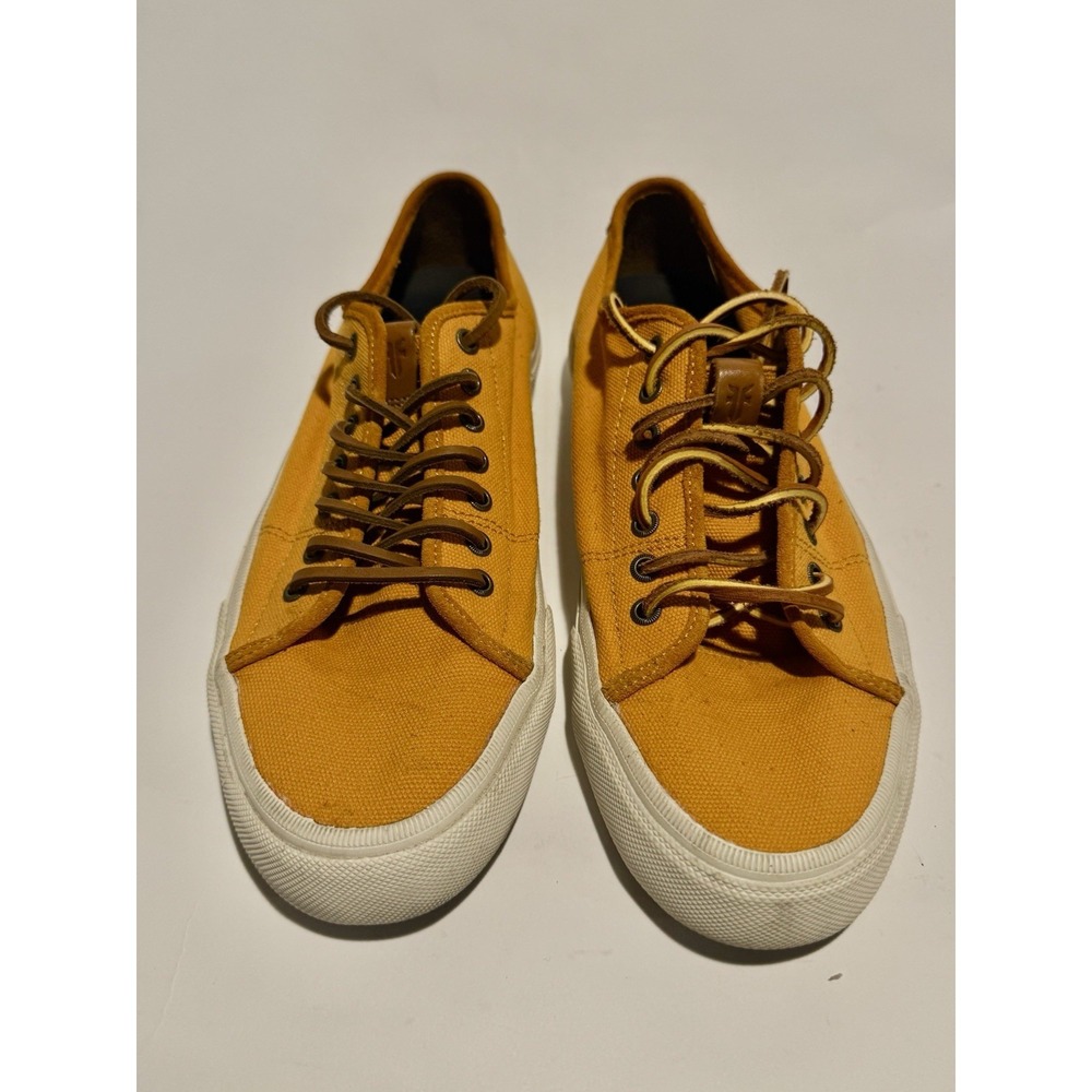 Frye Mens 11 Ludlow Canvas Sneaker In Mustard Yellow/Orange